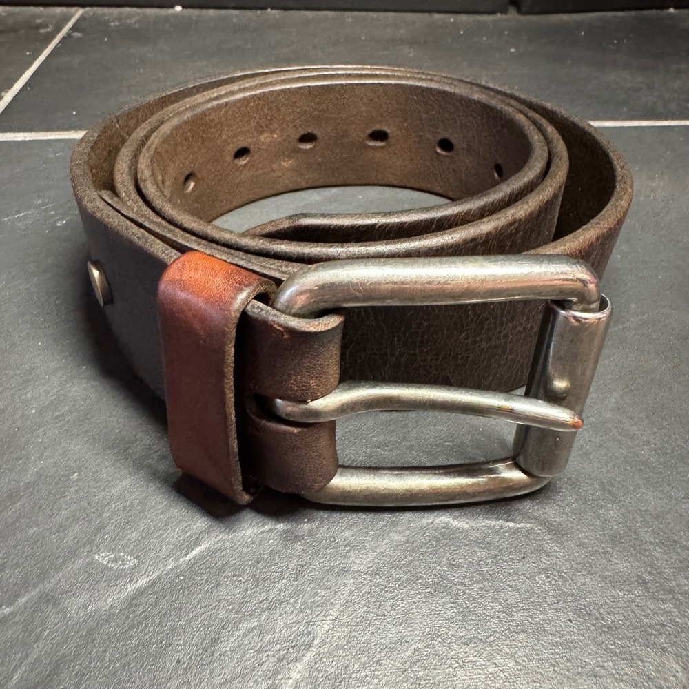 Will Leather Goods Mens Brown Full Grain Washed Leather Belt 36 Style 02031